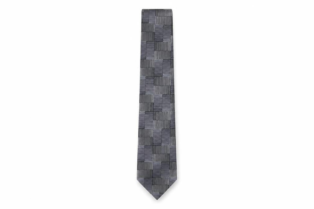 Rutherford Mens Grey Geometric Silk Pointed Tie One Size