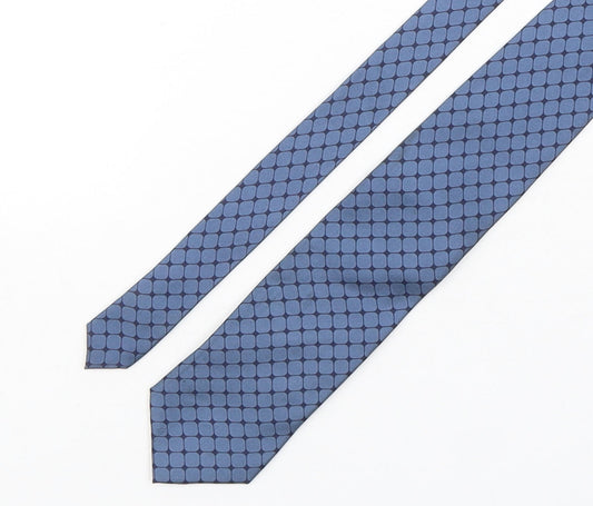 BHS Mens Blue Geometric Silk Pointed Tie One Size