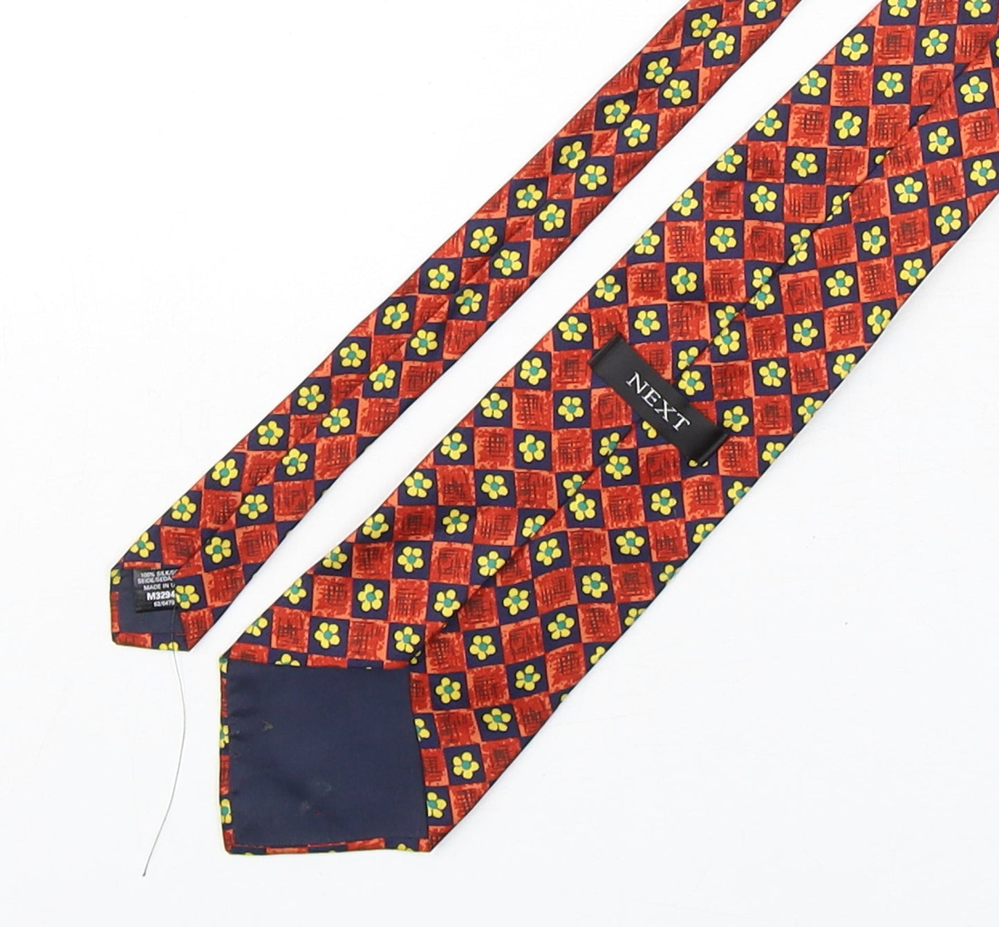 NEXT Mens Multicoloured Plaids & Checks Silk Pointed Tie One Size