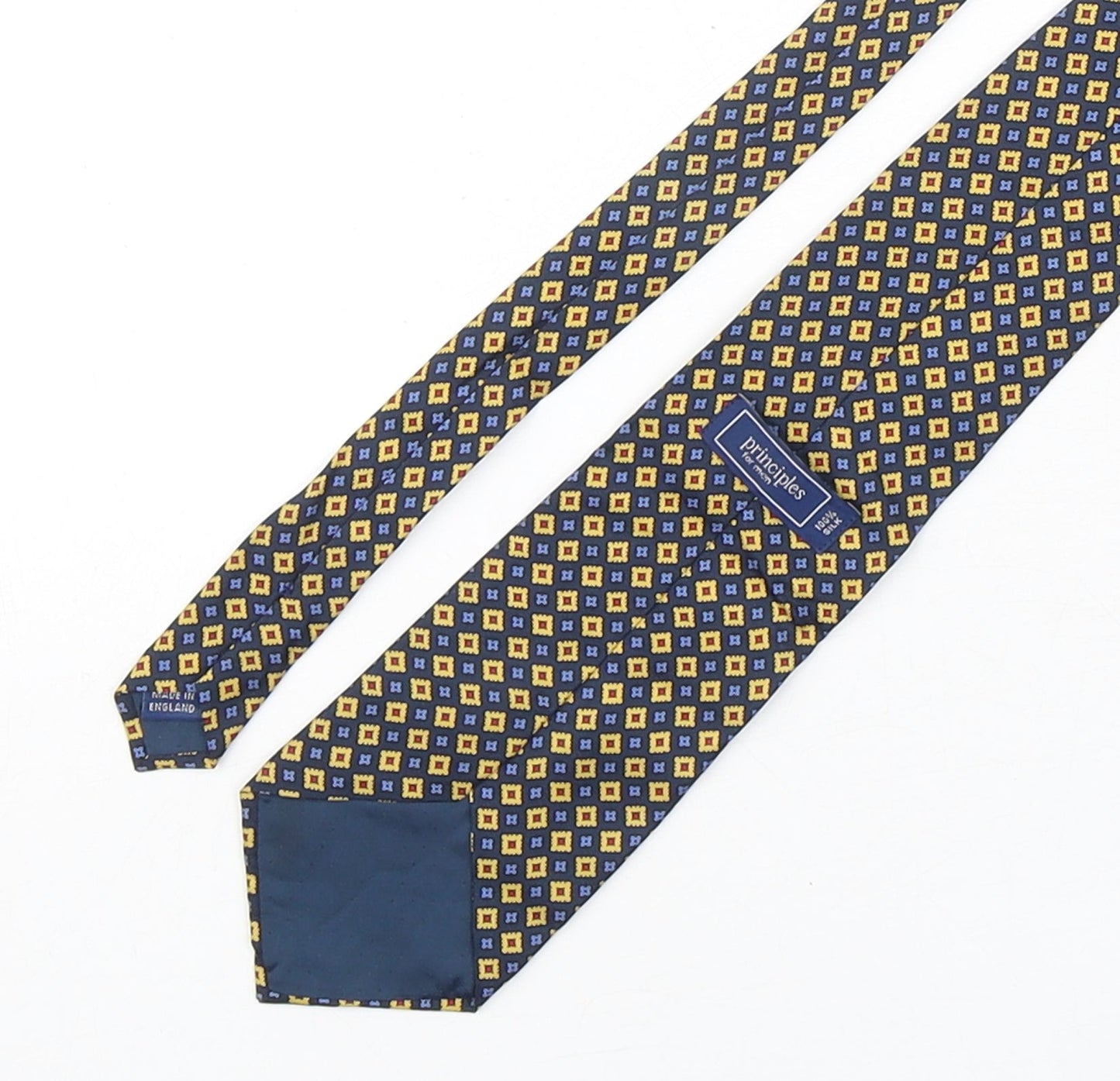 Principles  Mens Multicoloured Geometric Silk Pointed Tie One Size