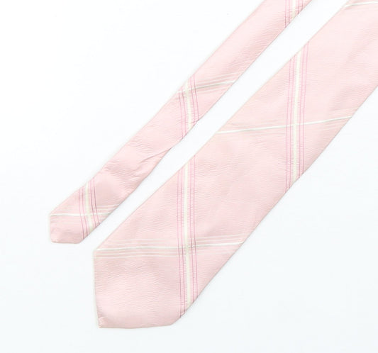 Linea  Mens Pink Plaids & Checks Silk Pointed Tie One Size
