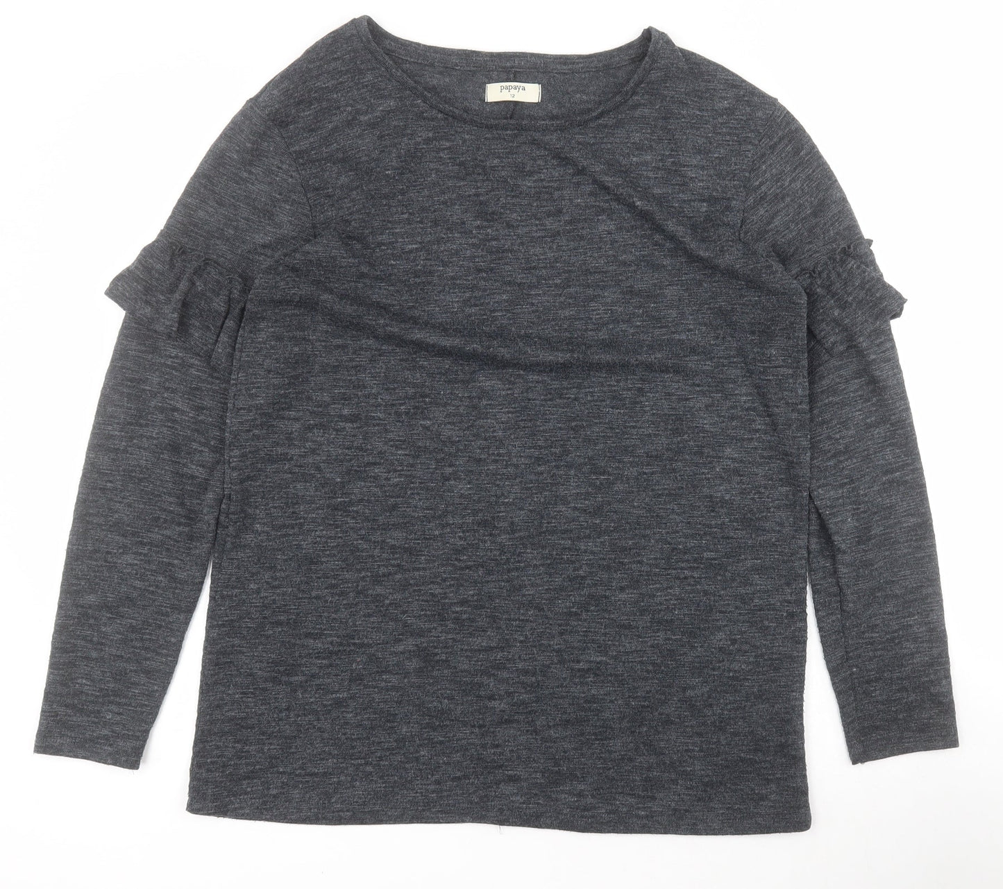 Papaya Womens Grey Round Neck  Polyester Pullover Jumper Size 12
