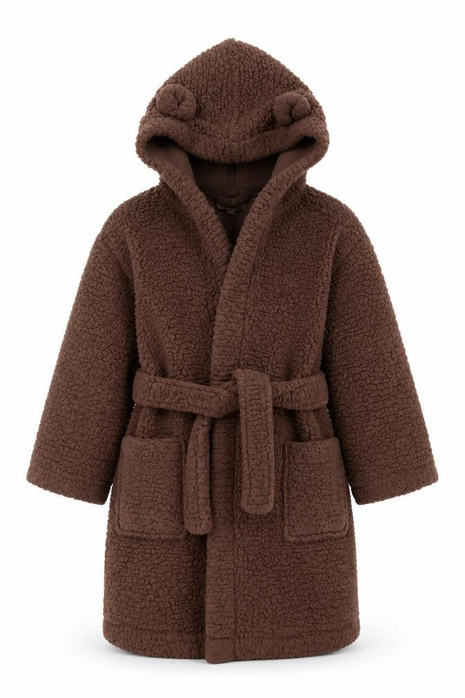 Bluezoo Boys Brown  Polyester  Robe Size 3-4 Years  Tie - Ears on hood