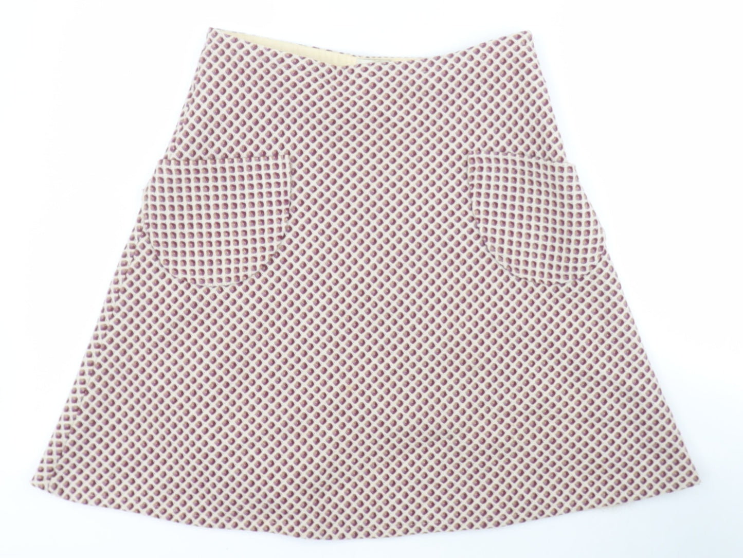 Emanuela Womens Red Geometric Wool A-Line Set Size 12   Zip