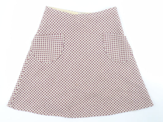Emanuela Womens Red Geometric Wool A-Line Set Size 12   Zip