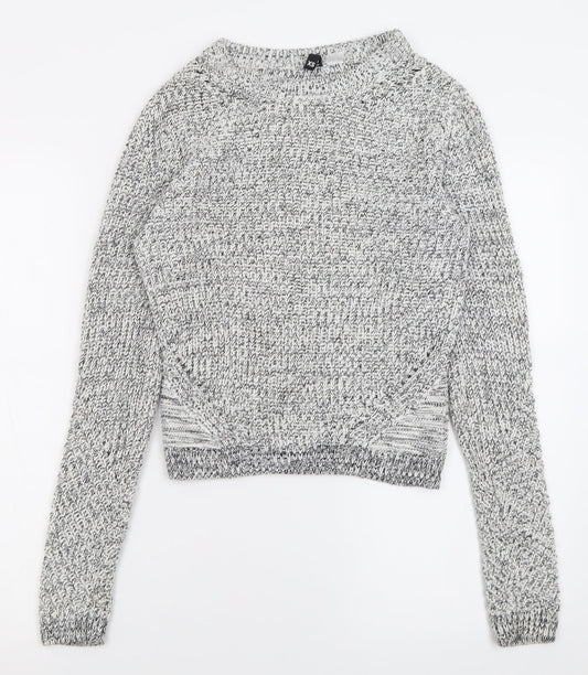 H&M Womens Grey Crew Neck  Cotton Pullover Jumper Size XS