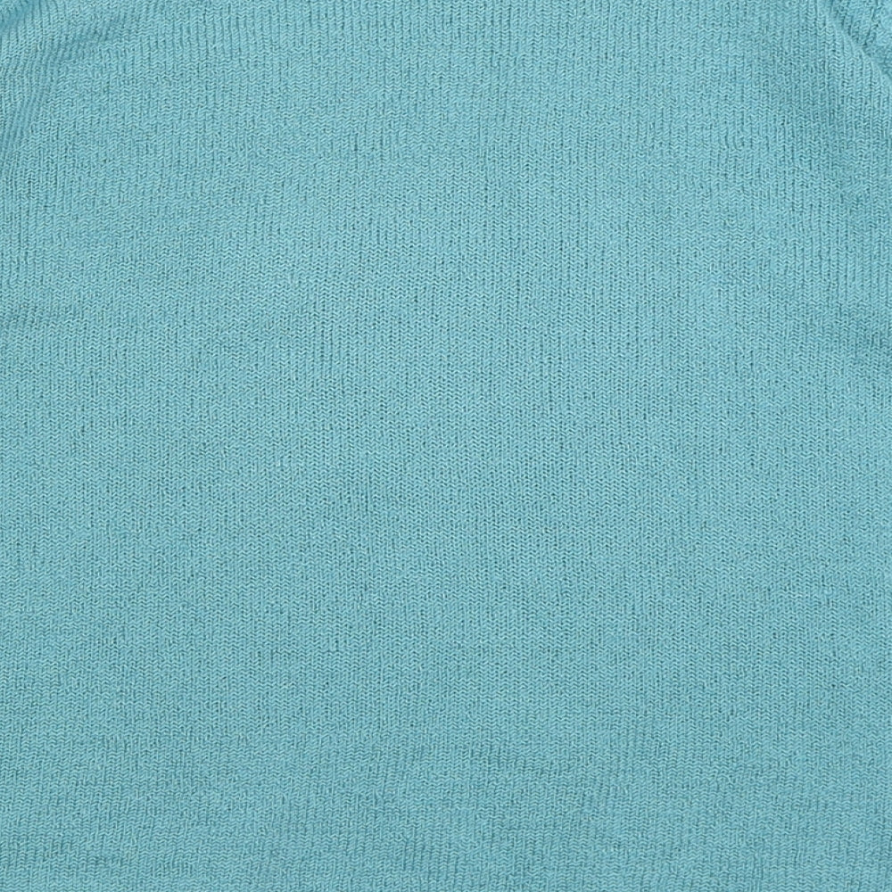 Casamia Womens Blue Crew Neck Floral Acrylic Pullover Jumper Size S