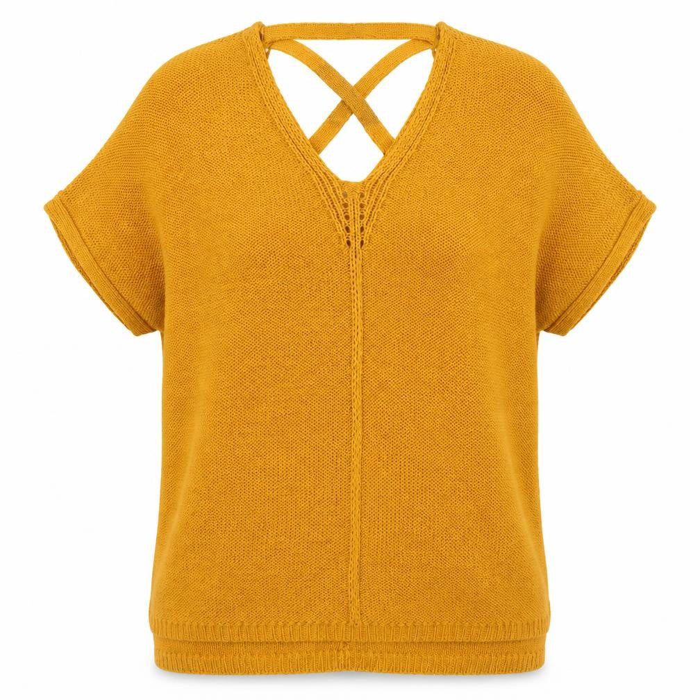 F&F Womens Yellow V-Neck  Acrylic Pullover Jumper Size 14