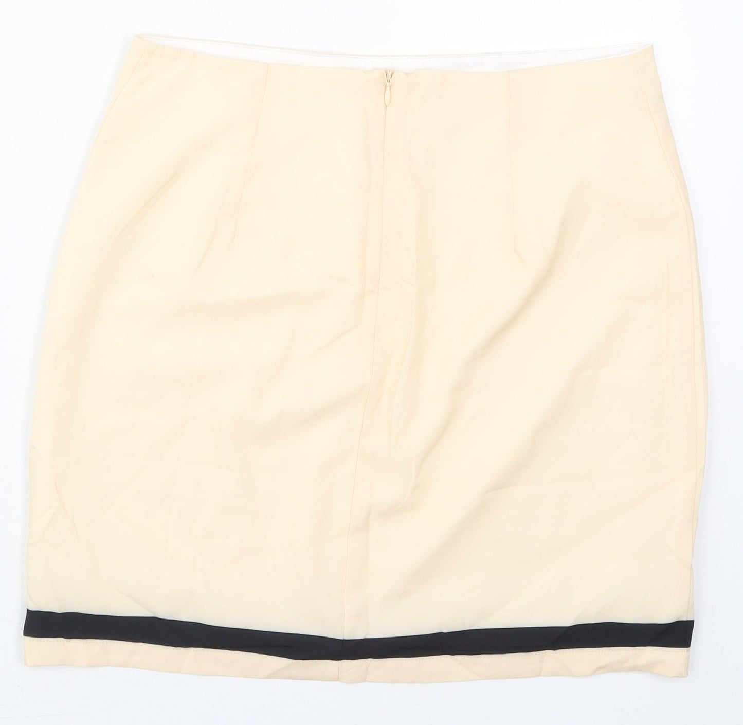 Preworn Womens Beige Striped Polyester Mini Skirt Size 29 in   Zip
