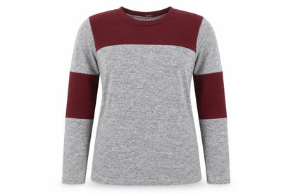 Silk Womens Grey Colourblock Polyester Basic T-Shirt Size M Crew Neck - Red