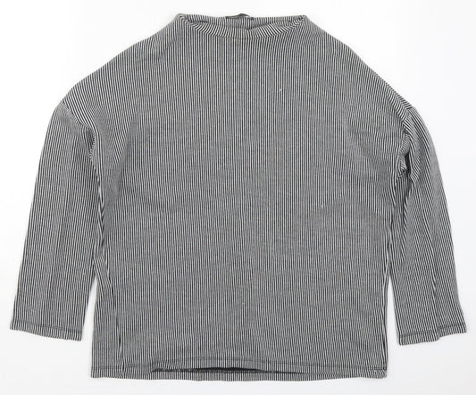 Zara Womens Black Striped Cotton Pullover Sweatshirt Size S  Pullover