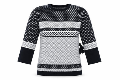Tu Womens Blue Crew Neck Geometric Acrylic Pullover Jumper Size 12