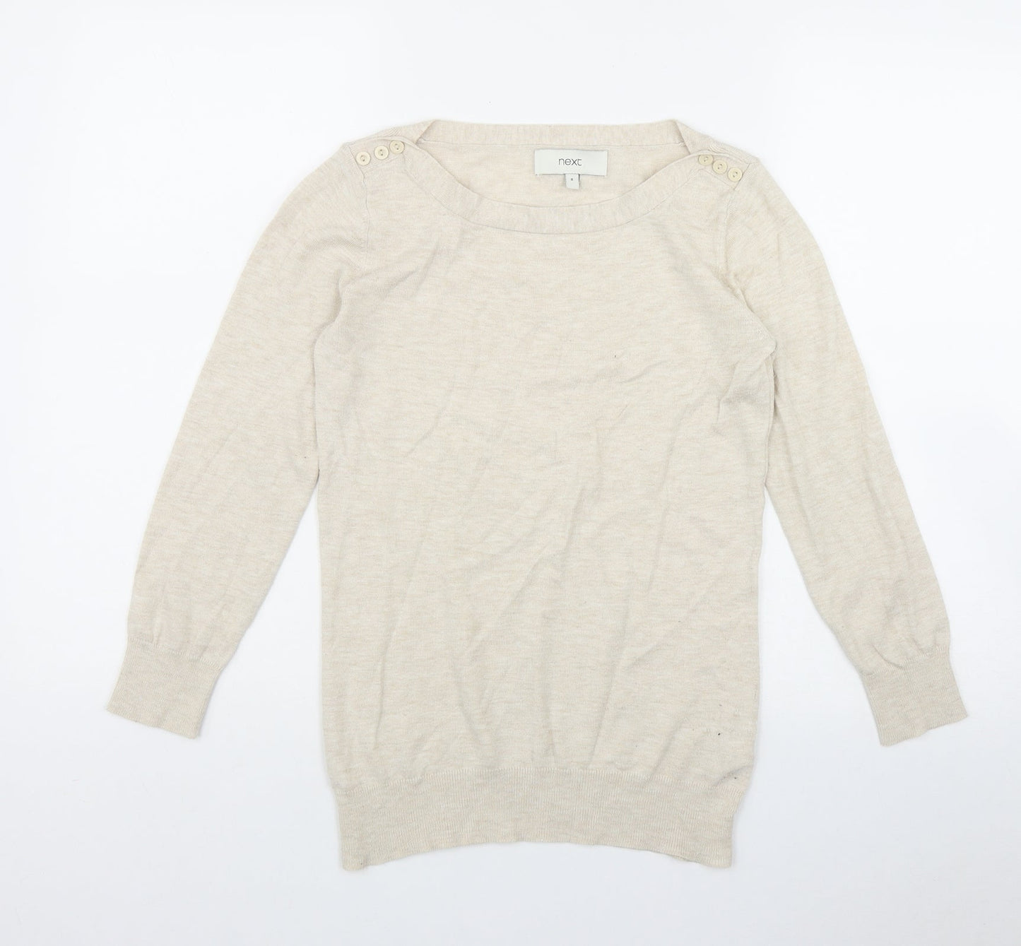 NEXT Womens Beige Round Neck  Cotton Pullover Jumper Size 8