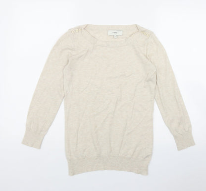 Next Womens Beige Round Neck  Cotton Pullover Jumper Size 8