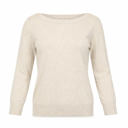 Next Womens Beige Round Neck  Cotton Pullover Jumper Size 8