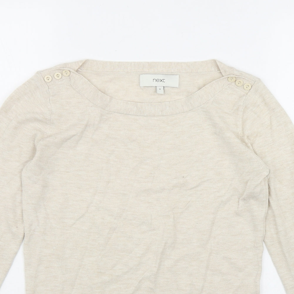 NEXT Womens Beige Round Neck  Cotton Pullover Jumper Size 8
