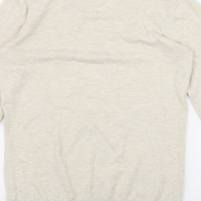 Next Womens Beige Round Neck  Cotton Pullover Jumper Size 8