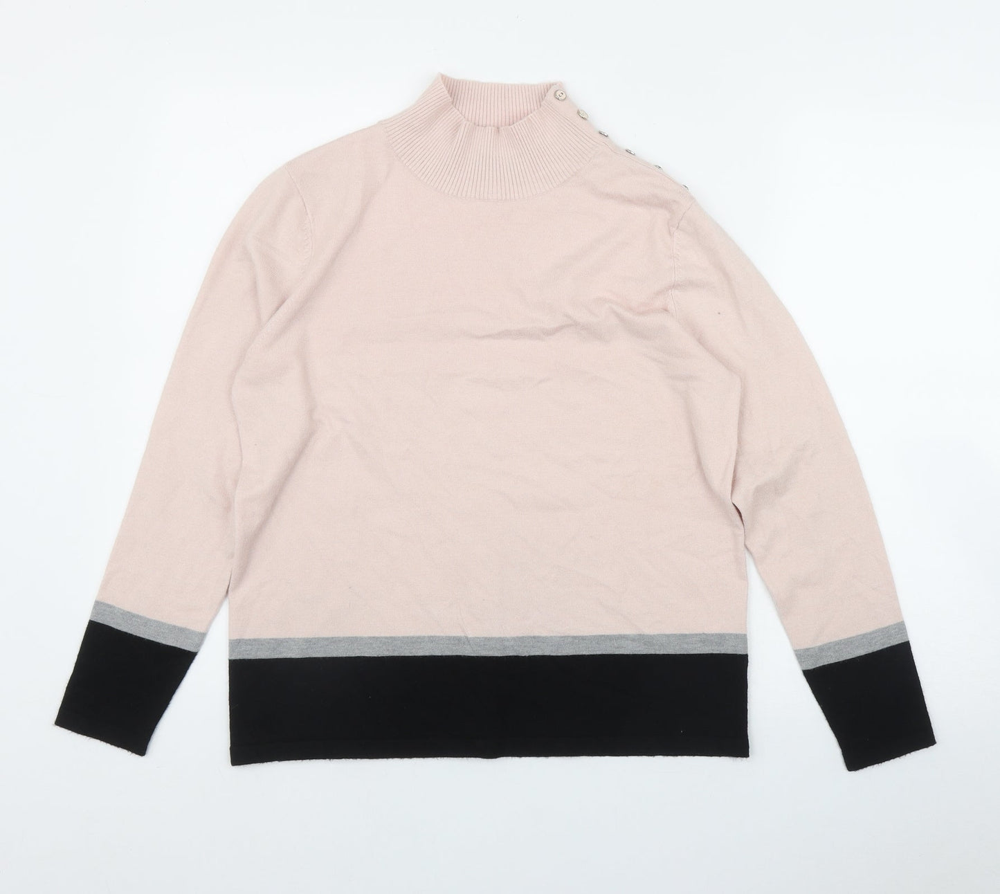 M&Co Womens Pink High Neck  Viscose Pullover Jumper Size 16