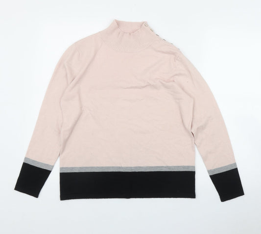 M&Co Womens Pink High Neck  Viscose Pullover Jumper Size 16