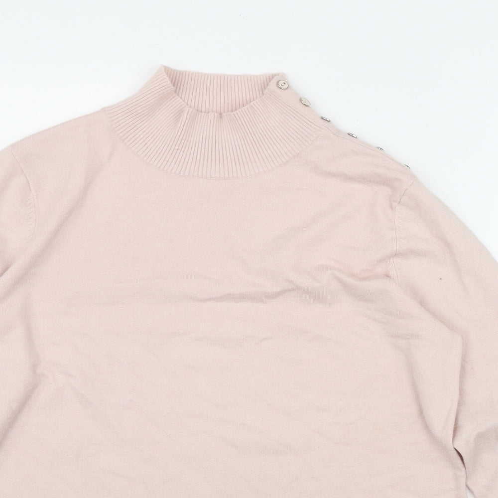 M&Co Womens Pink High Neck  Viscose Pullover Jumper Size 16