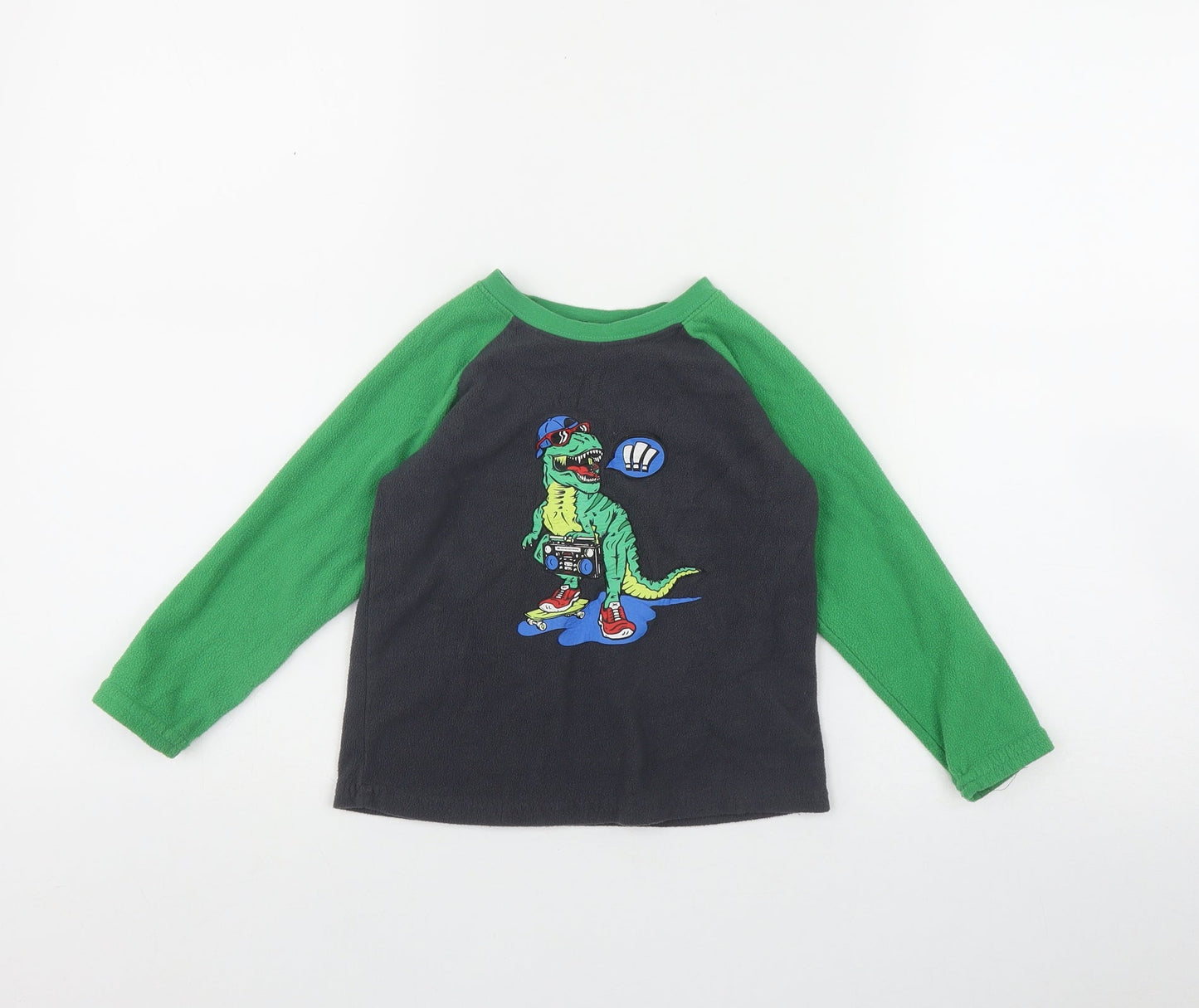 Primark Boys Grey  Polyester Basic T-Shirt Size 3-4 Years Round Neck  - Dinosaur