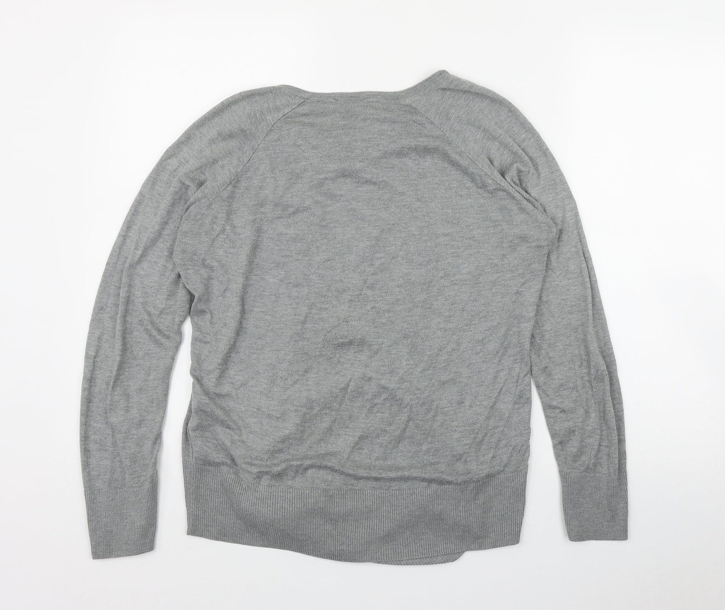 Papaya Womens Grey Round Neck  Acrylic Pullover Jumper Size 12