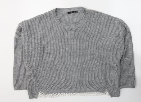 Atmosphere Womens Grey Round Neck  Acrylic Pullover Jumper Size 12