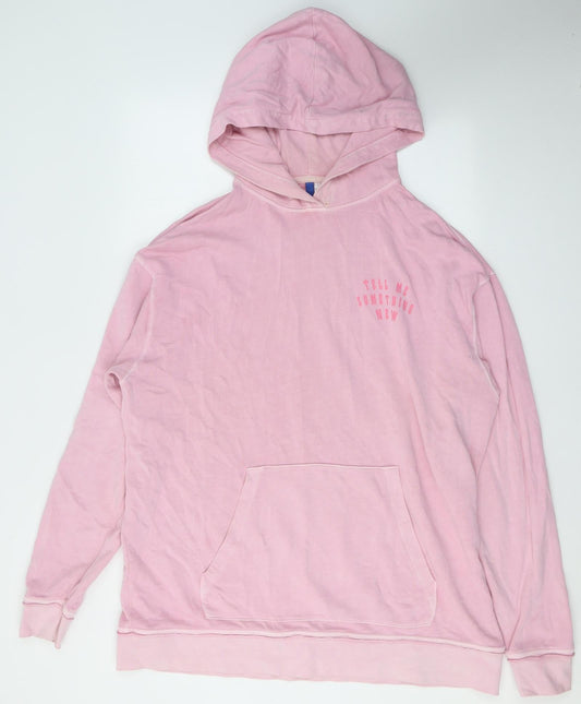 H&M Womens Pink  Cotton Pullover Hoodie Size L  Pullover - Tell me something new