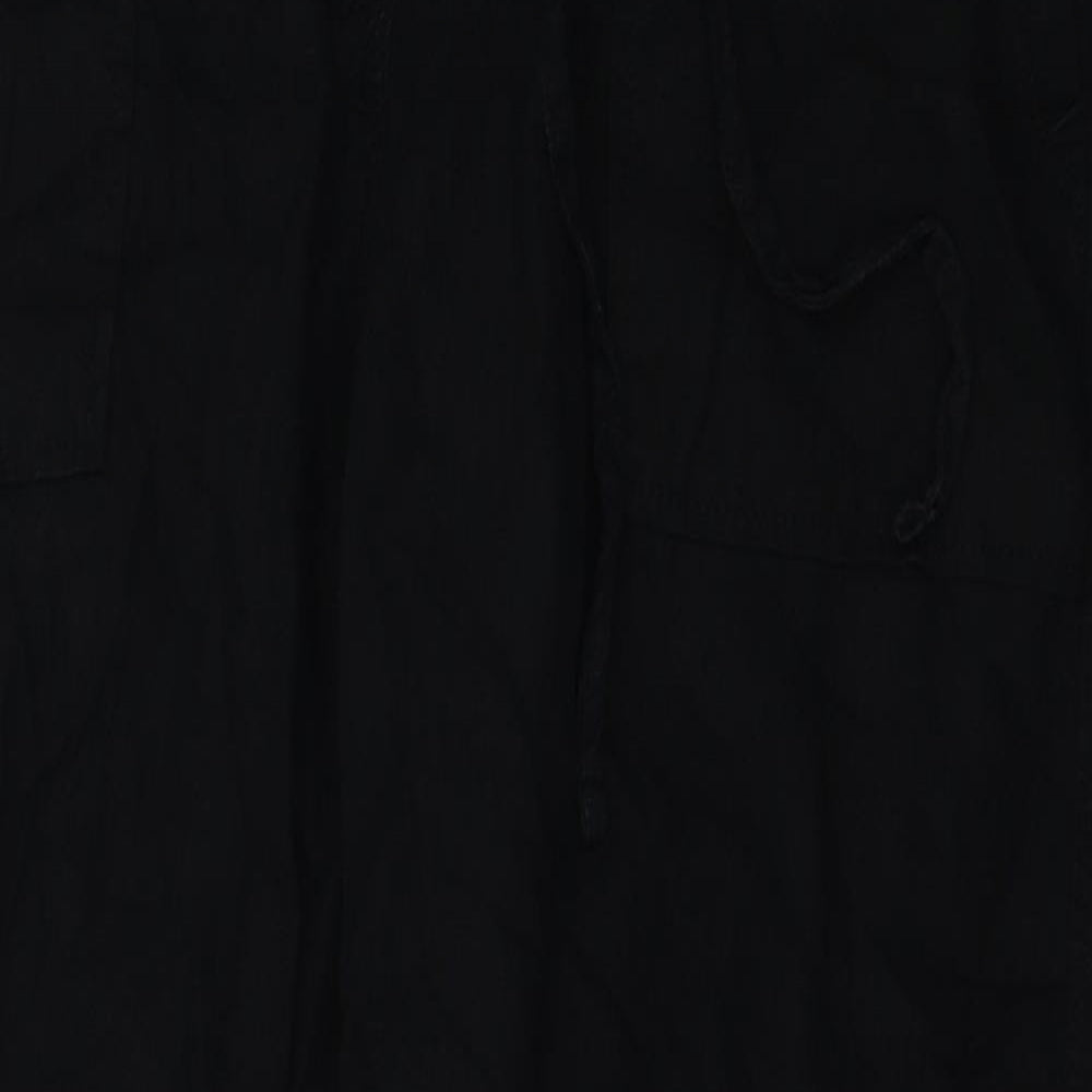 Marks and Spencer Womens Black  Flax Trousers  Size 4 L25 in Regular Tie