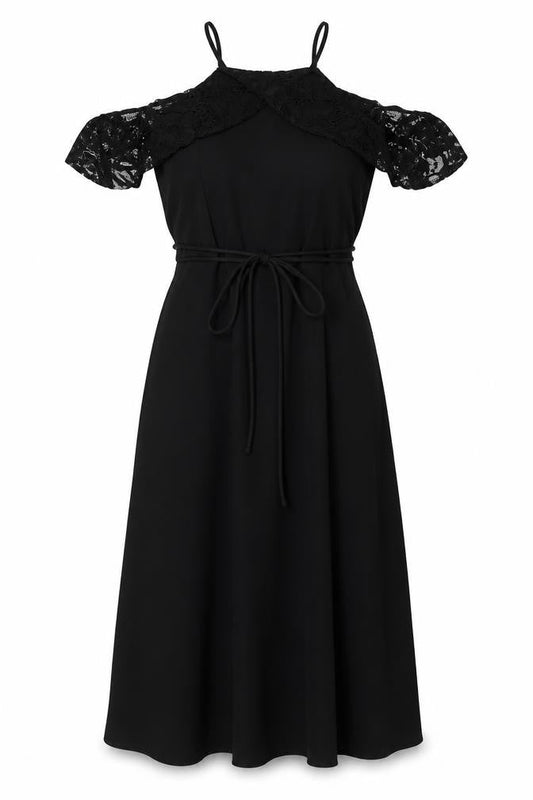 Julian Taylor Womens Black  Cotton Fit & Flare  Size 8  Halter Zip - cold shoudler