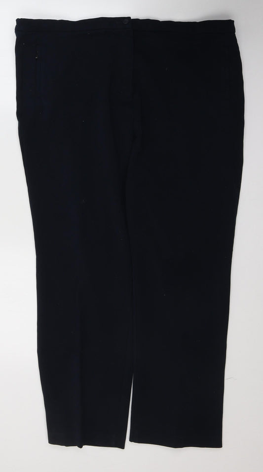 Marks and Spencer Womens Blue  Polyester Trousers  Size 18 L29 in Regular Button