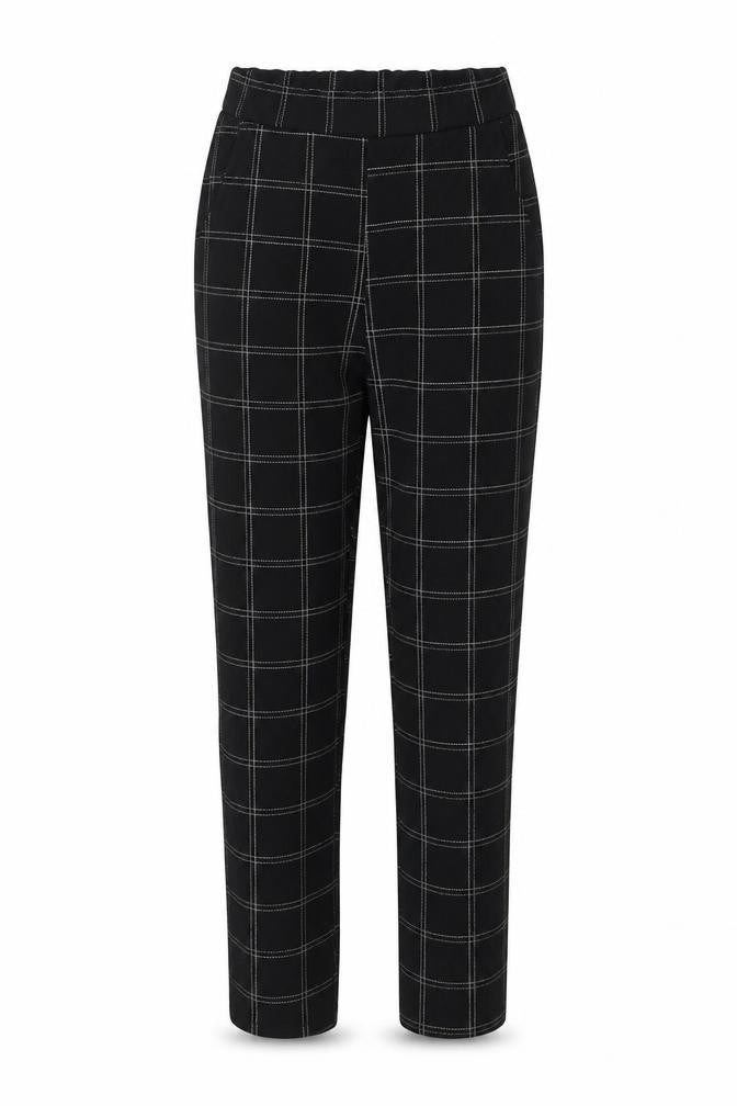 PRETTYLITTLETHING Womens Black Plaid Polyester Trousers  Size 4 L26 in Regular