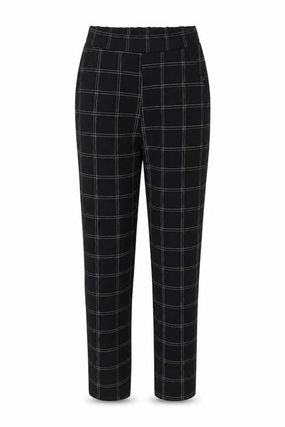 PRETTYLITTLETHING Womens Black Plaid Polyester Trousers  Size 4 L26 in Regular