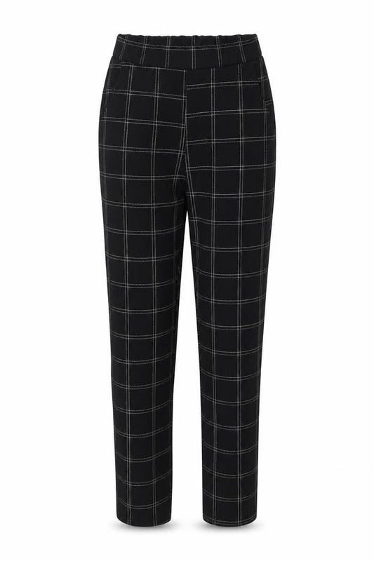 PRETTYLITTLETHING Womens Black Plaid Polyester Trousers  Size 4 L26 in Regular