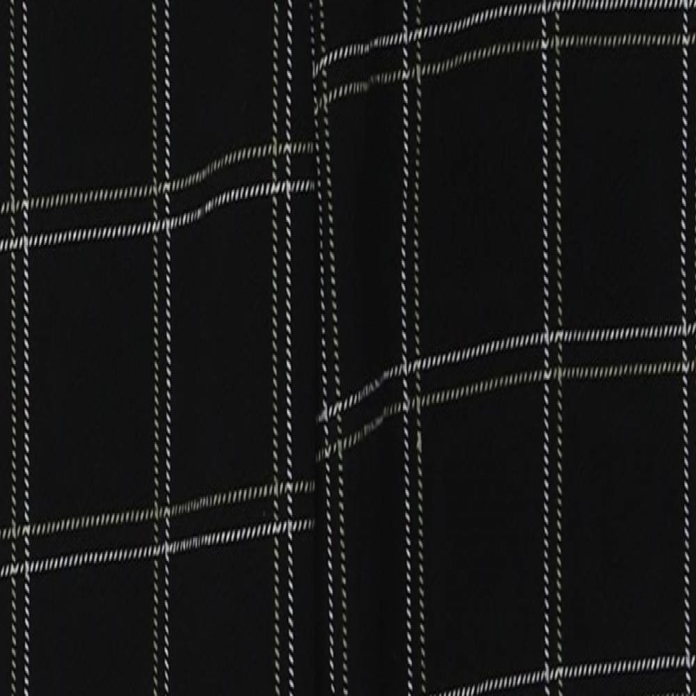 PRETTYLITTLETHING Womens Black Plaid Polyester Trousers  Size 4 L26 in Regular