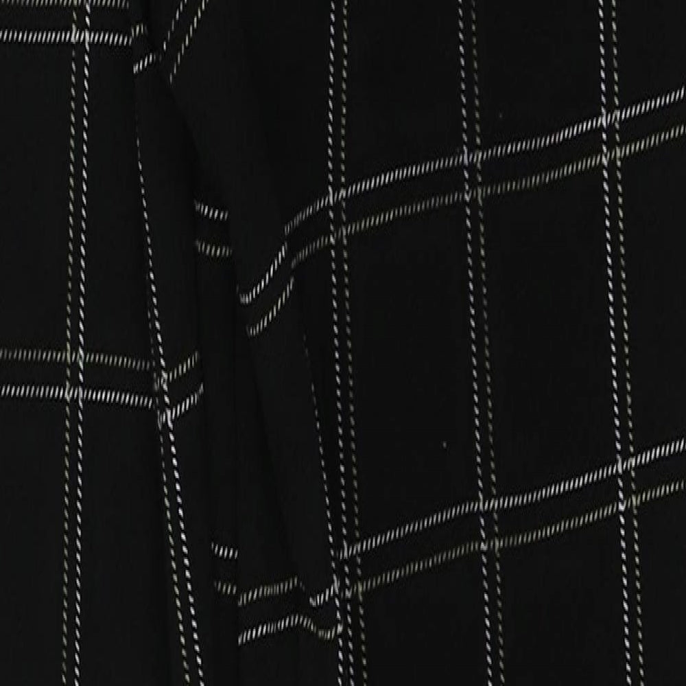 PRETTYLITTLETHING Womens Black Plaid Polyester Trousers  Size 4 L26 in Regular