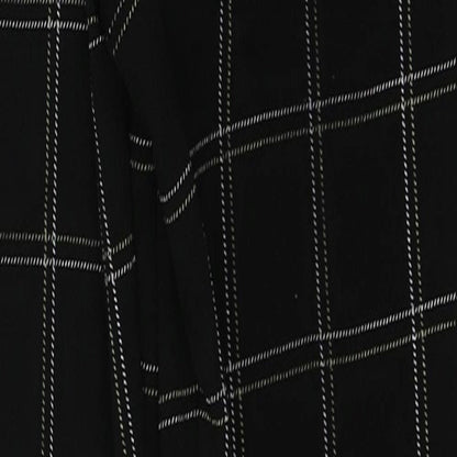 PRETTYLITTLETHING Womens Black Plaid Polyester Trousers  Size 4 L26 in Regular