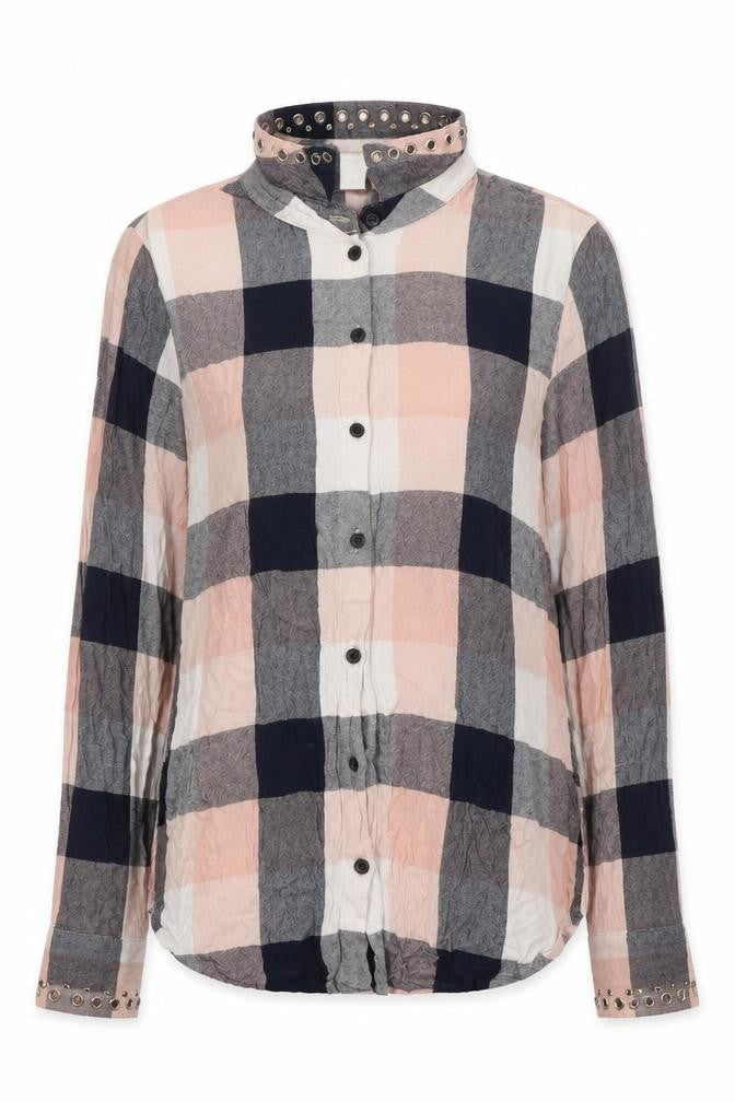 H&M Womens Multicoloured Plaid Viscose Jersey Button-Up Size 8 Collared