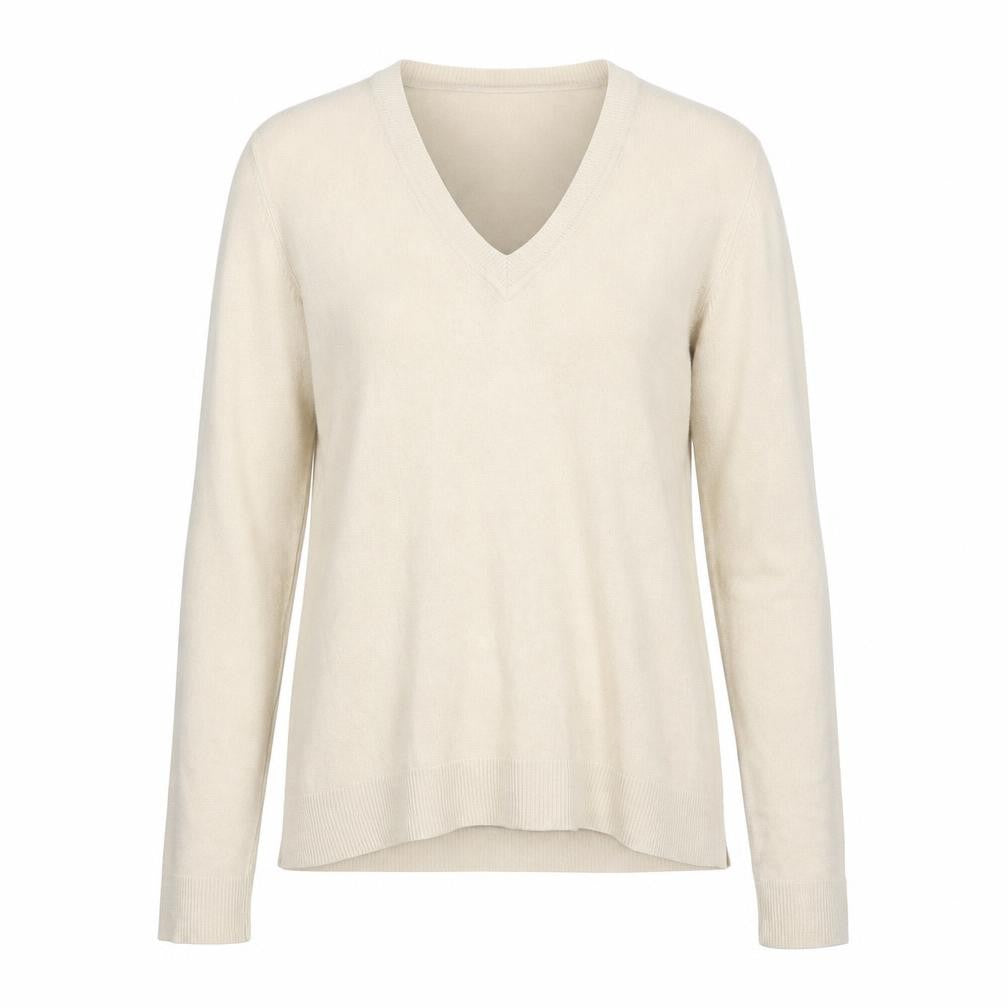 NEXT Womens Beige V-Neck  Acrylic Pullover Jumper Size 12