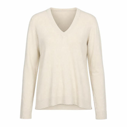 Next Womens Beige V-Neck  Acrylic Pullover Jumper Size 12