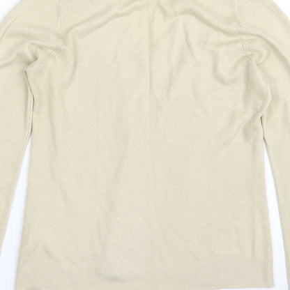 Next Womens Beige V-Neck  Acrylic Pullover Jumper Size 12