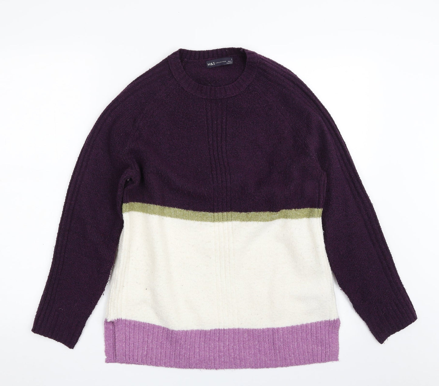Marks and Spencer Womens Purple Crew Neck  Acrylic Pullover Jumper Size S