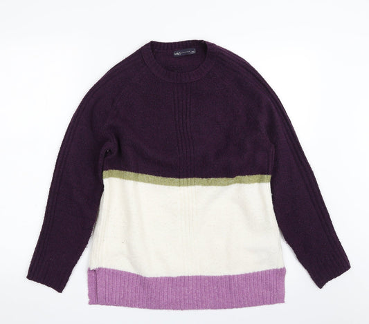 Marks and Spencer Womens Purple Crew Neck  Acrylic Pullover Jumper Size S