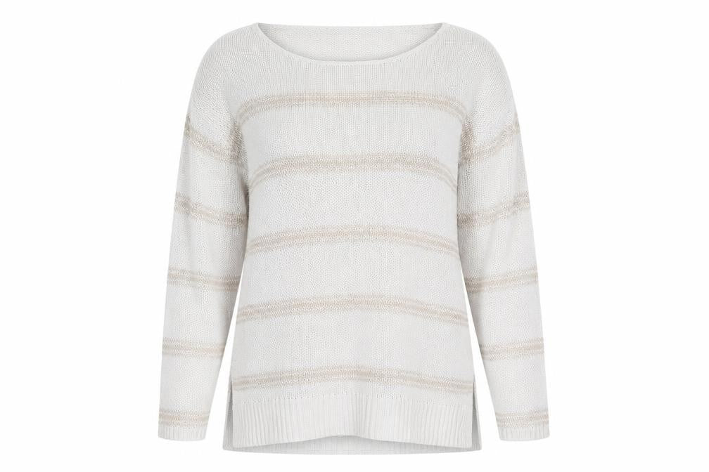 Gap Womens White Round Neck Striped 100% Cotton Pullover Jumper Size XL
