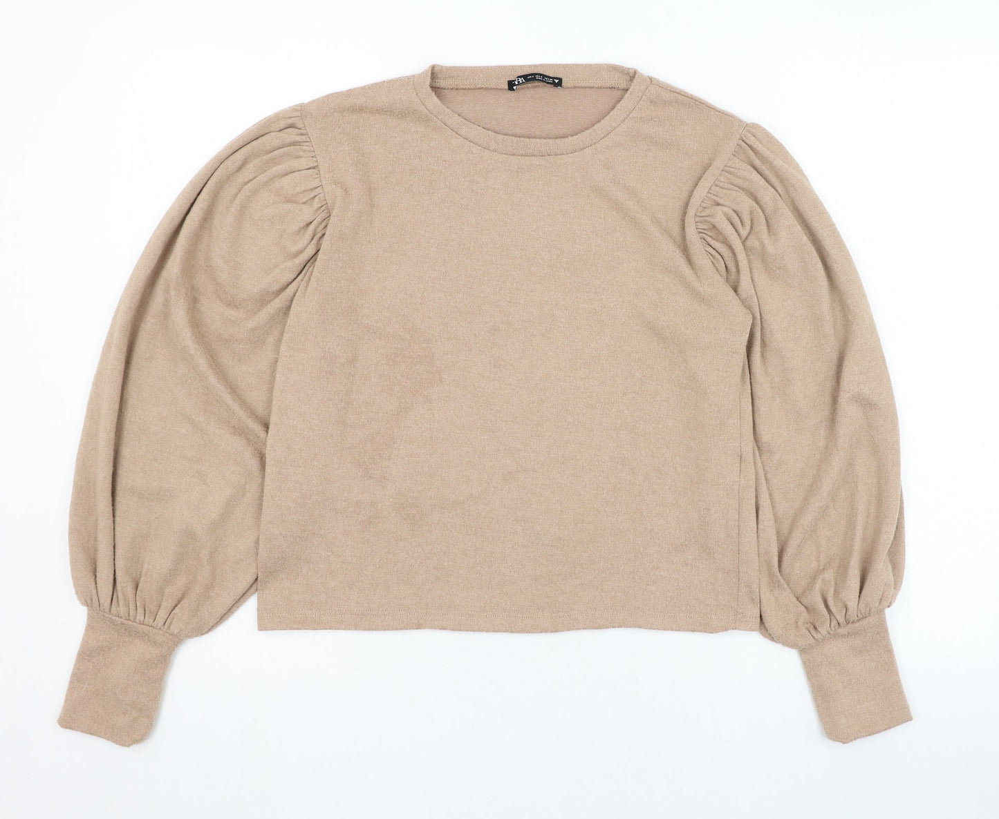 Zara Womens Brown Round Neck  Polyester Pullover Jumper Size S