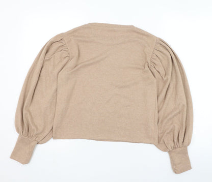 Zara Womens Brown Round Neck  Polyester Pullover Jumper Size S