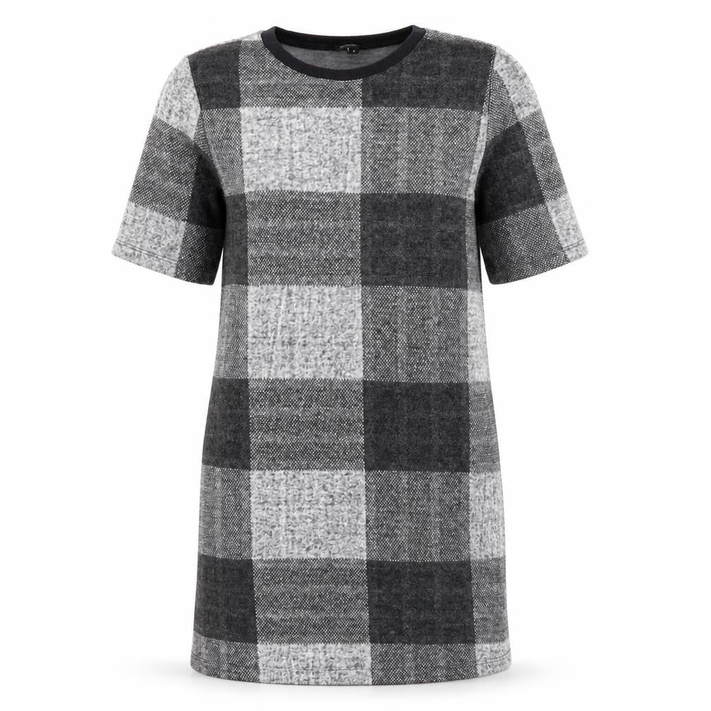 River Island Womens Grey Check Polyester Jumper Dress  Size 8  Crew Neck