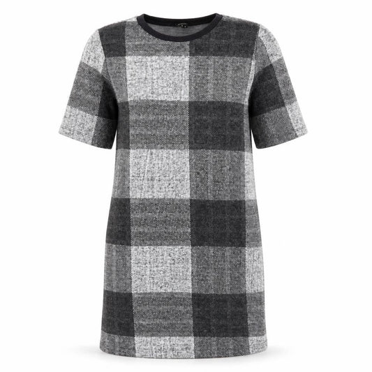 River Island Womens Grey Check Polyester Jumper Dress  Size 8  Crew Neck