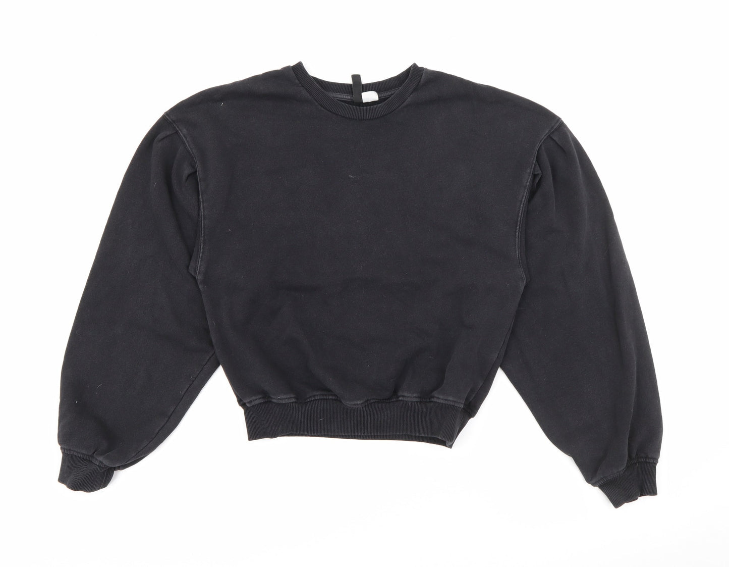 H&M Womens Black Crew Neck  Cotton Pullover Jumper Size S
