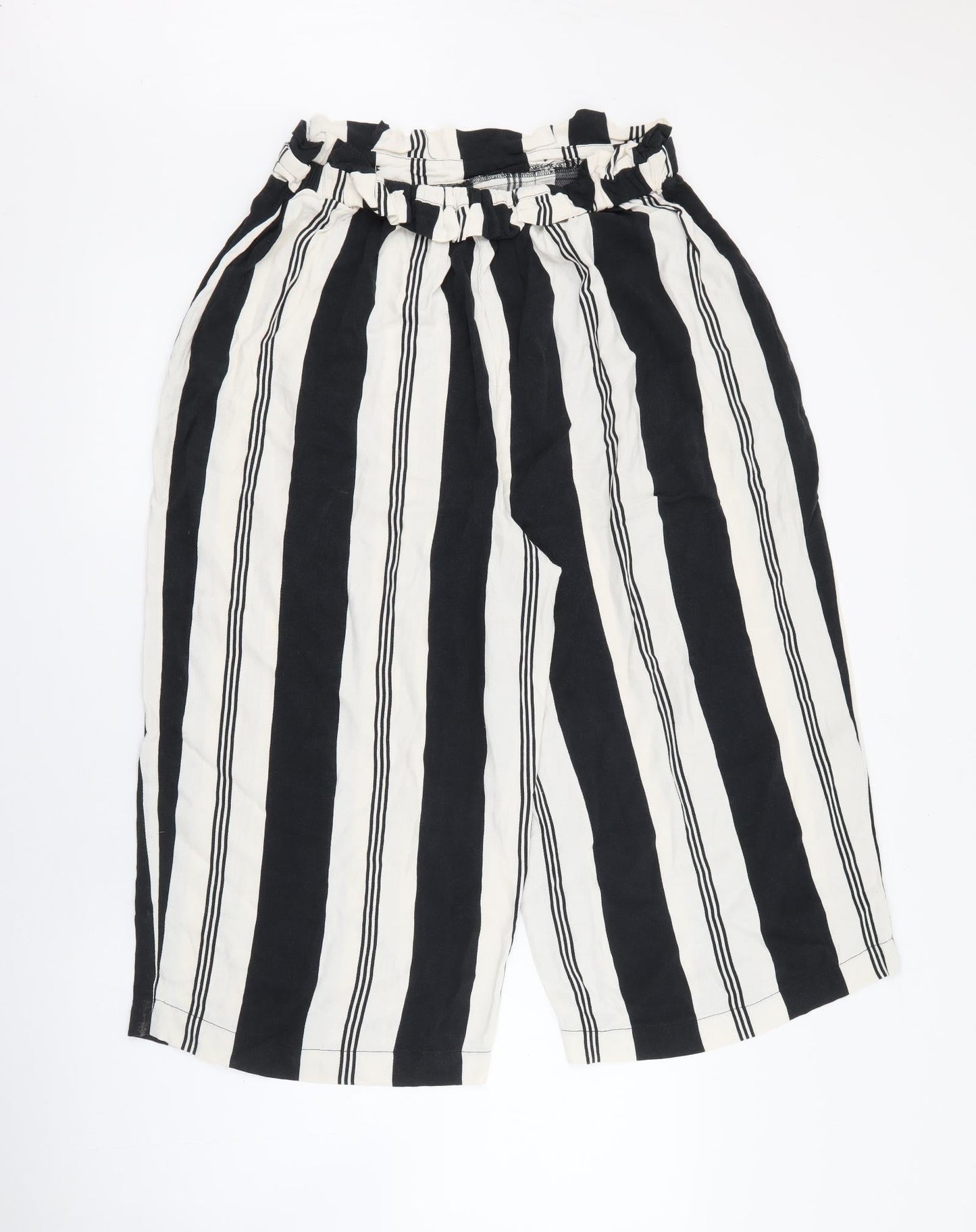 F&F Womens Black Striped Viscose Trousers  Size 14 L20 in Regular